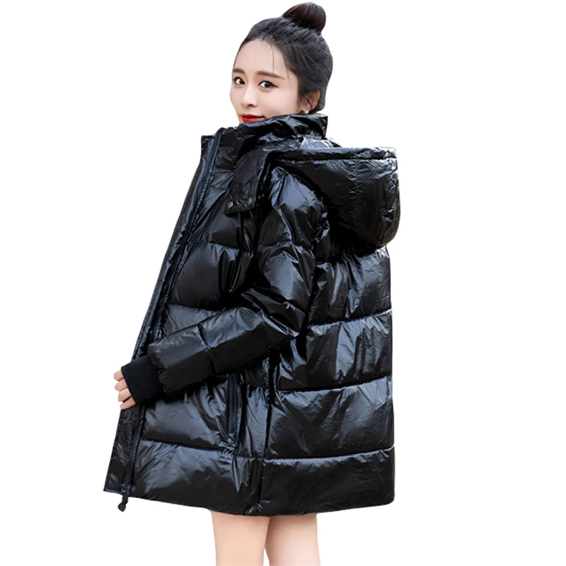 Autumn Jacket for Woman 2024 New Fashion Coat Female Glossy Waterproof Winter Hooded Jacket Plus Size 6XL Down Parkas Snow Wear