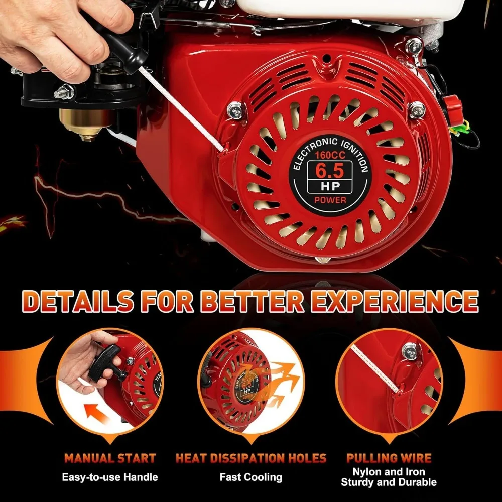 Gas Engine 4 Stroke 6.5 HP Go Kart Motor Engine Single Cylinder Air Cooled Gasoline Motor Engine for Honda GX160 OHV Pull Start