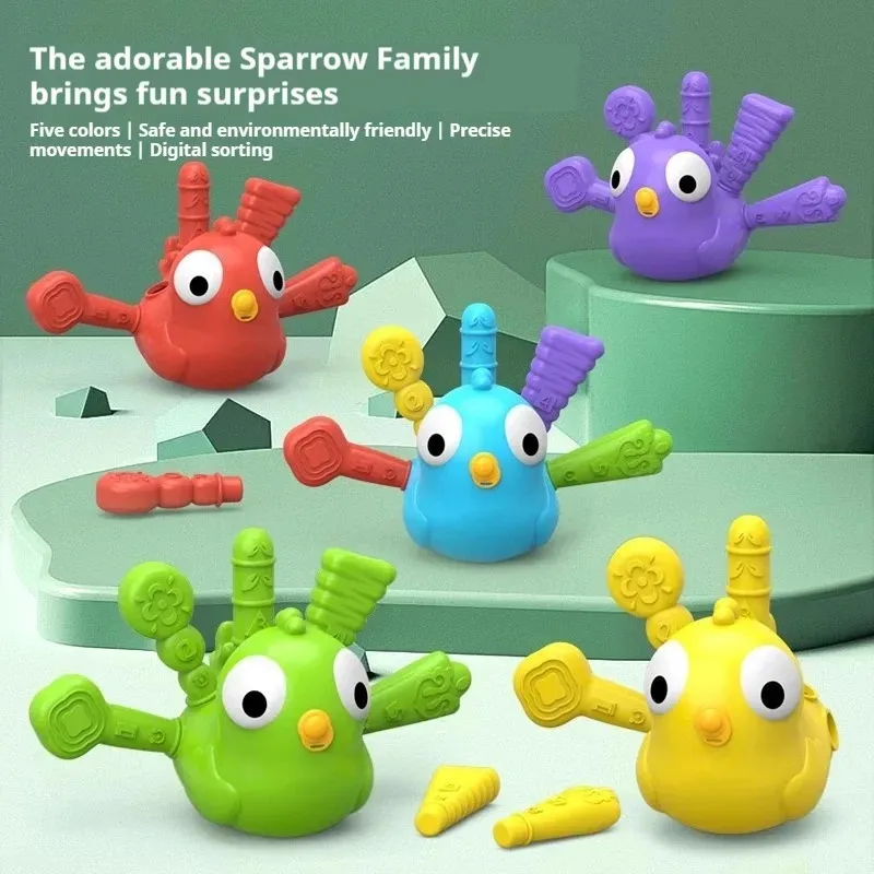 Baby Building Rainbow Bird Toys – Lernspielzeug für Montessori-Lernspielzeug mit Zahlen und Farben für Kleinkinder von 6–36 Monaten