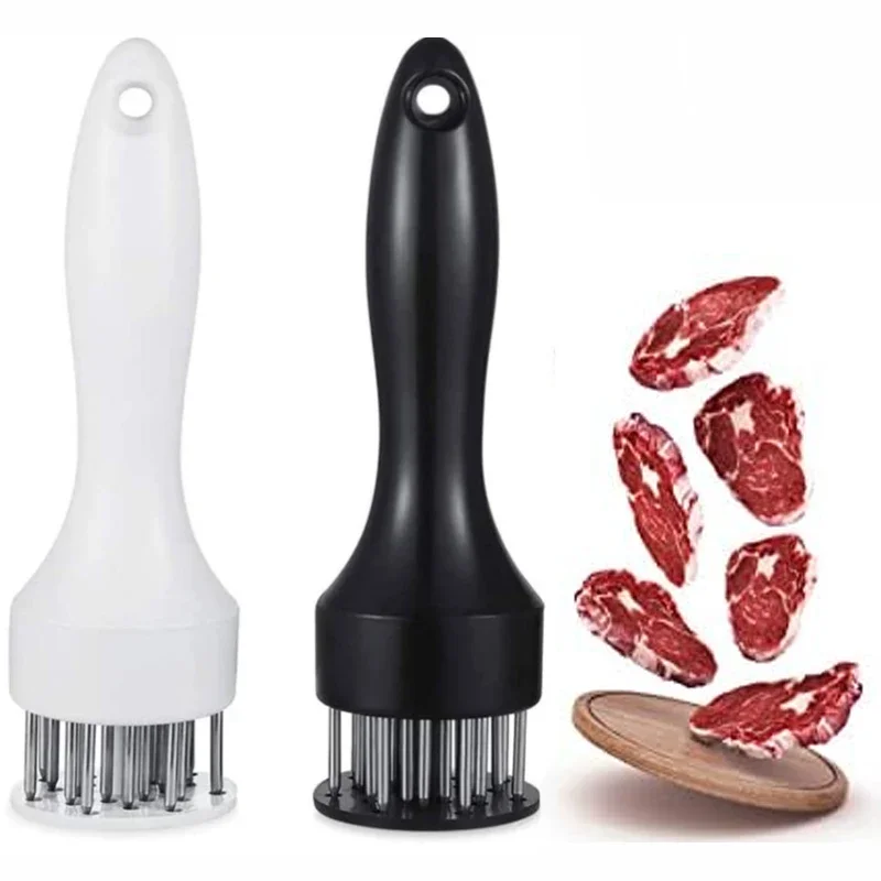 1PC Meat Tenderizer Stainless Steel Meat Looser Automatic Spring Meat Hammer Rib Breaking Perforator Kitchen Meat Gadgets