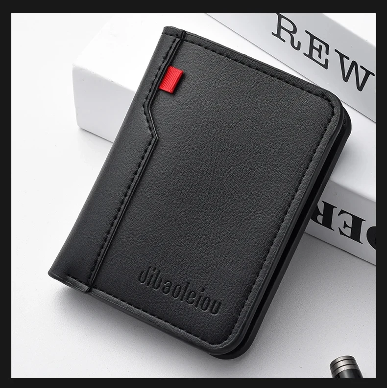 1 pezzo nuovo mini portafoglio porta carte di credito in morbida pelle PU ultrasottile portafoglio da uomo verticale corto di alta qualità