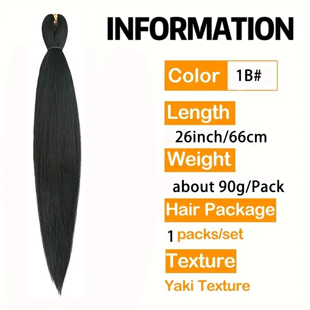 1Pack/bag 26inch EZ Yaki Jumbo Braid Synthetic wig Hair Extension straight Pre-Stretched Crochet African dreadlocks Braided hair