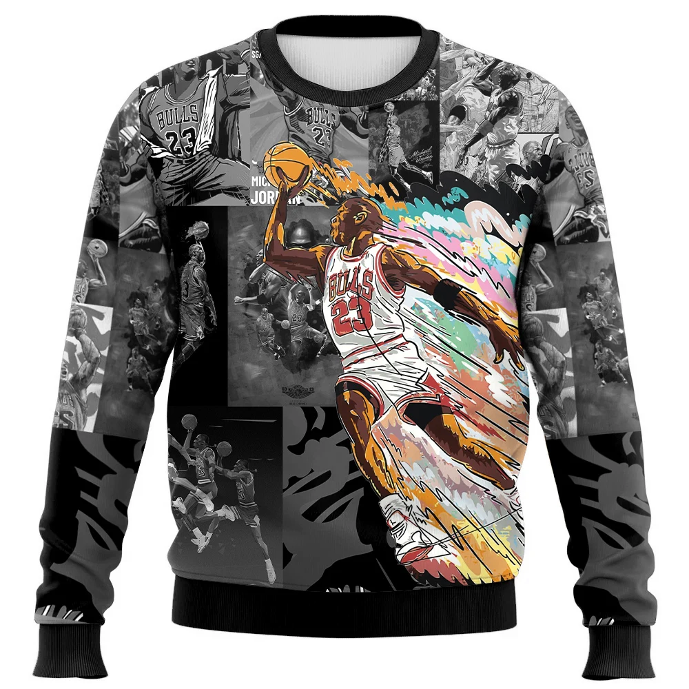 2025 New Christmas Sweater Hot Selling Oversized Hoodie Men's 3D Printed Christmas Basketball Enthusiast Sports Women's  Tops