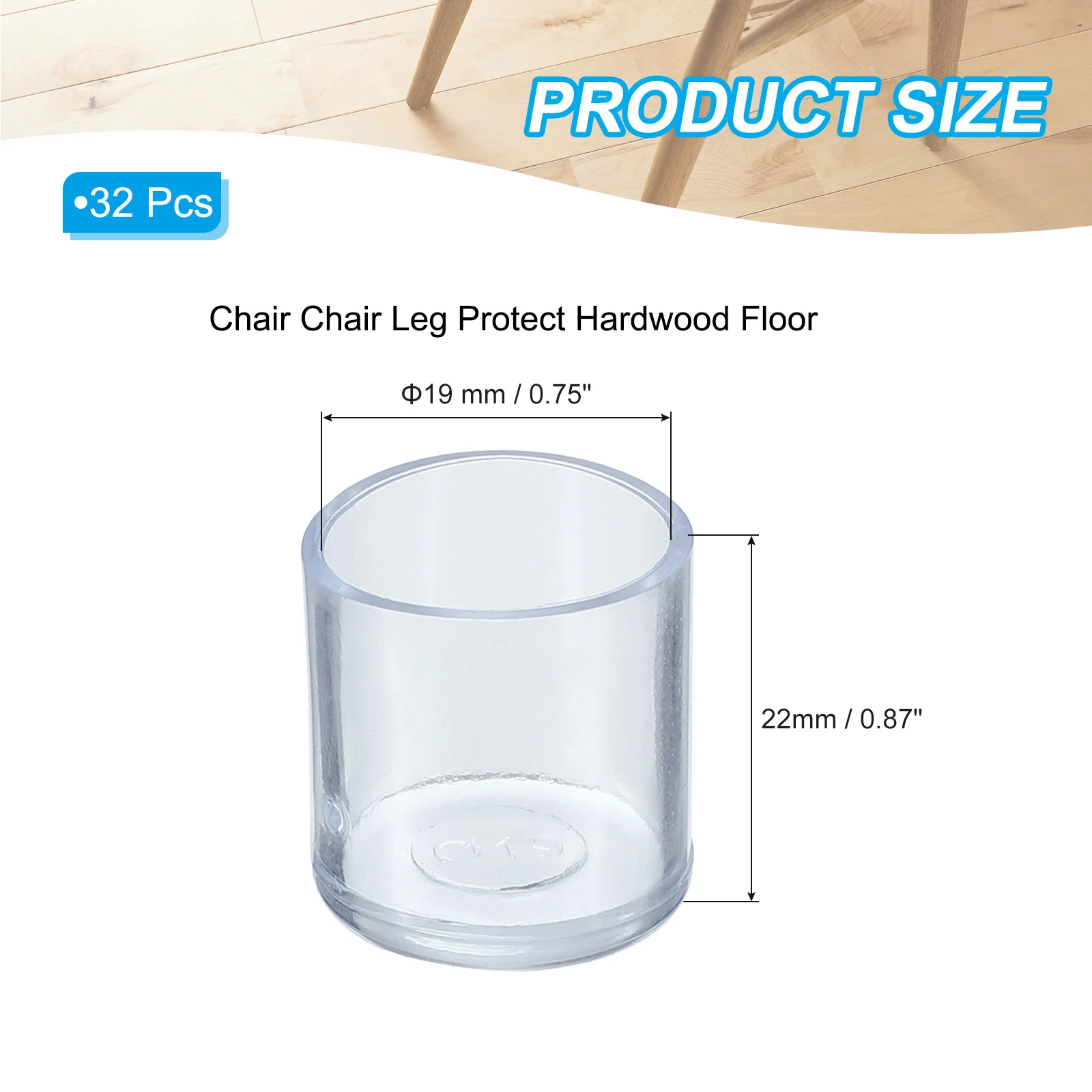 32Pcs Round Rubber Chair Legs Caps Tip 3/4
