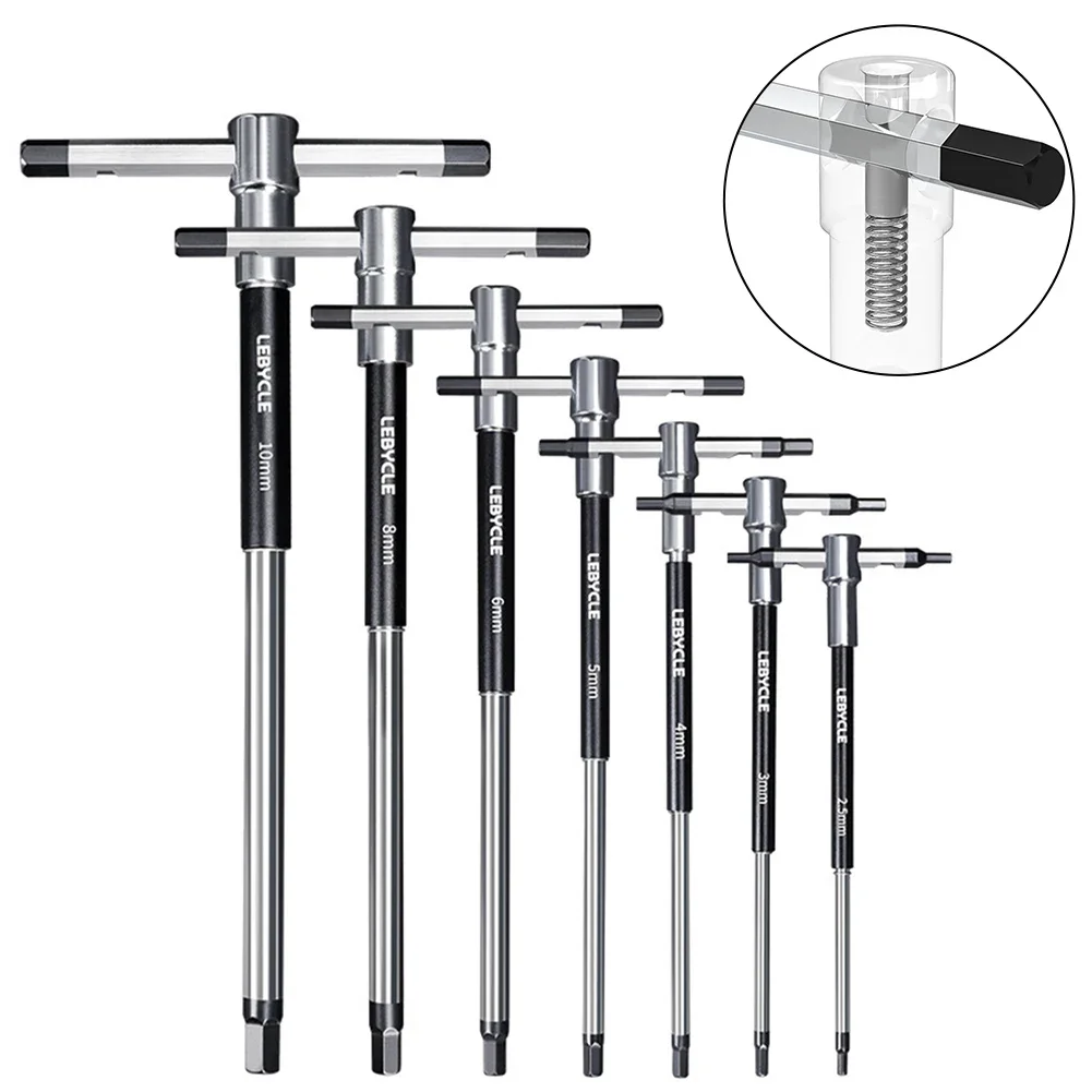 

Bicycle T Handle Hex Wrench Set 9 Sizes from 2mm to T25 for Quick and Efficient Repairs Sliding Design for Use