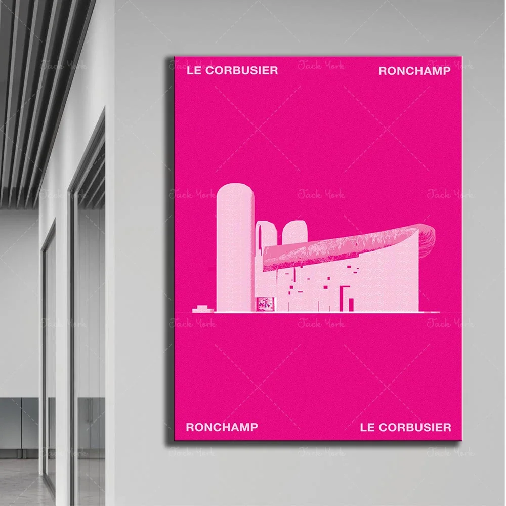 Architecture Vintage Print  Bauhaus Le Corbusier Minimalist Design Poster RONCHAMP Midcentury Retro Home Decor