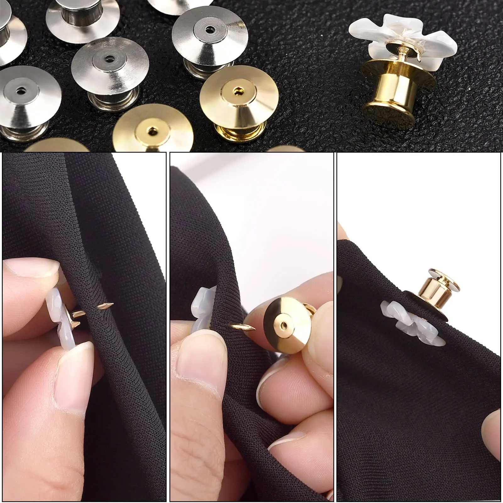 10/20pcs Locking Clasp Used Gold Silver Back Of Metal Pin Of Brooch Enamel Lapel Pin Clasp Safety Jewelry Findings Components