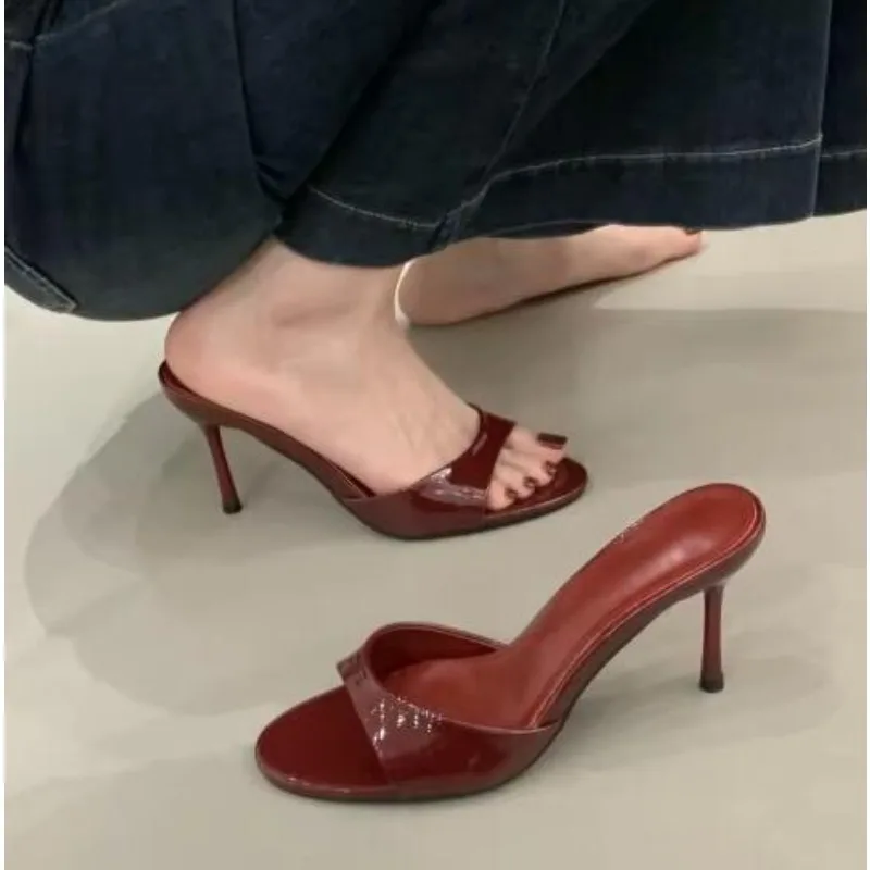 Designer Summer Fashion Open Toe Women Slipper Slip On Elegant Thin Heel Dress Pumps Ladies Stripper Banquet Sandals Zapatillas image 2