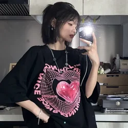 Oversized T Shirt Harajuku Love Graphic T-shirts Women's New Cute Tees Couple Tshirt Streetwear Y2k Tops Sweet Clothing