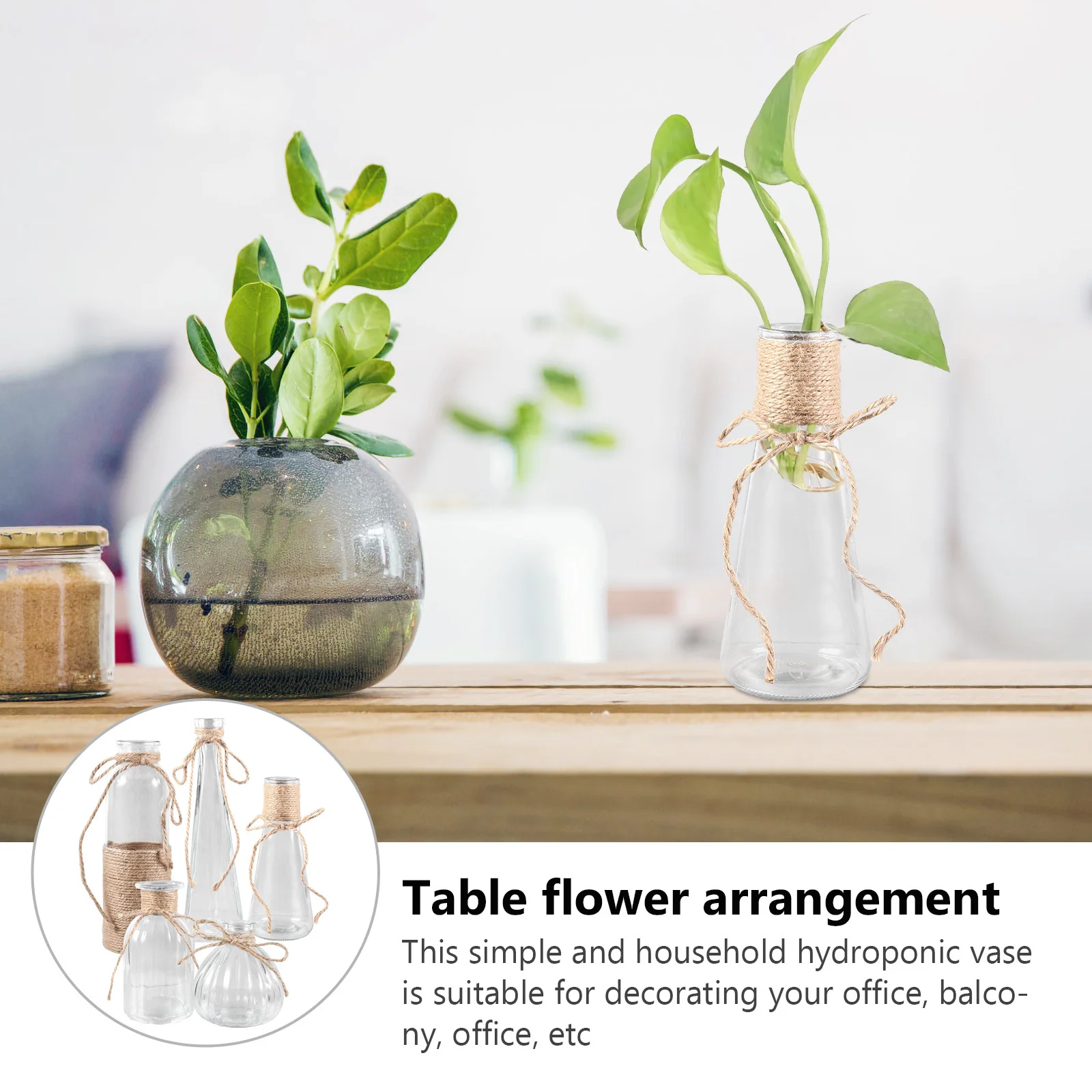 

5Pcs High-Quality Glass Vase Transparent Flower Vase Ornament for Indoor Decoration and Gifting Desktop Adornment