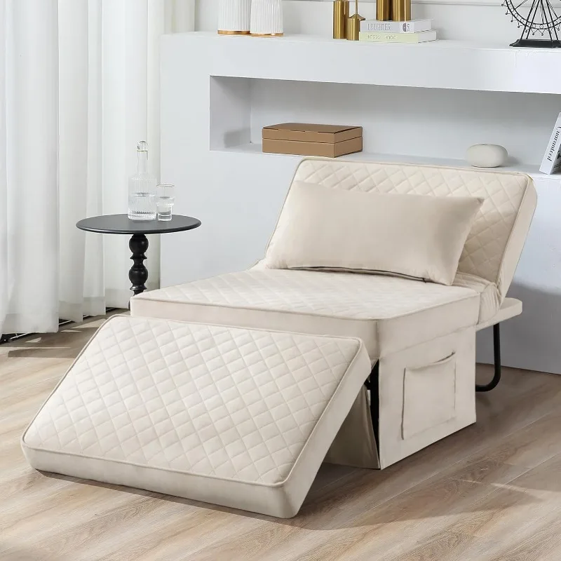 4 in 1 multifunctional folding breathable velvet sofa bed with adjustable back