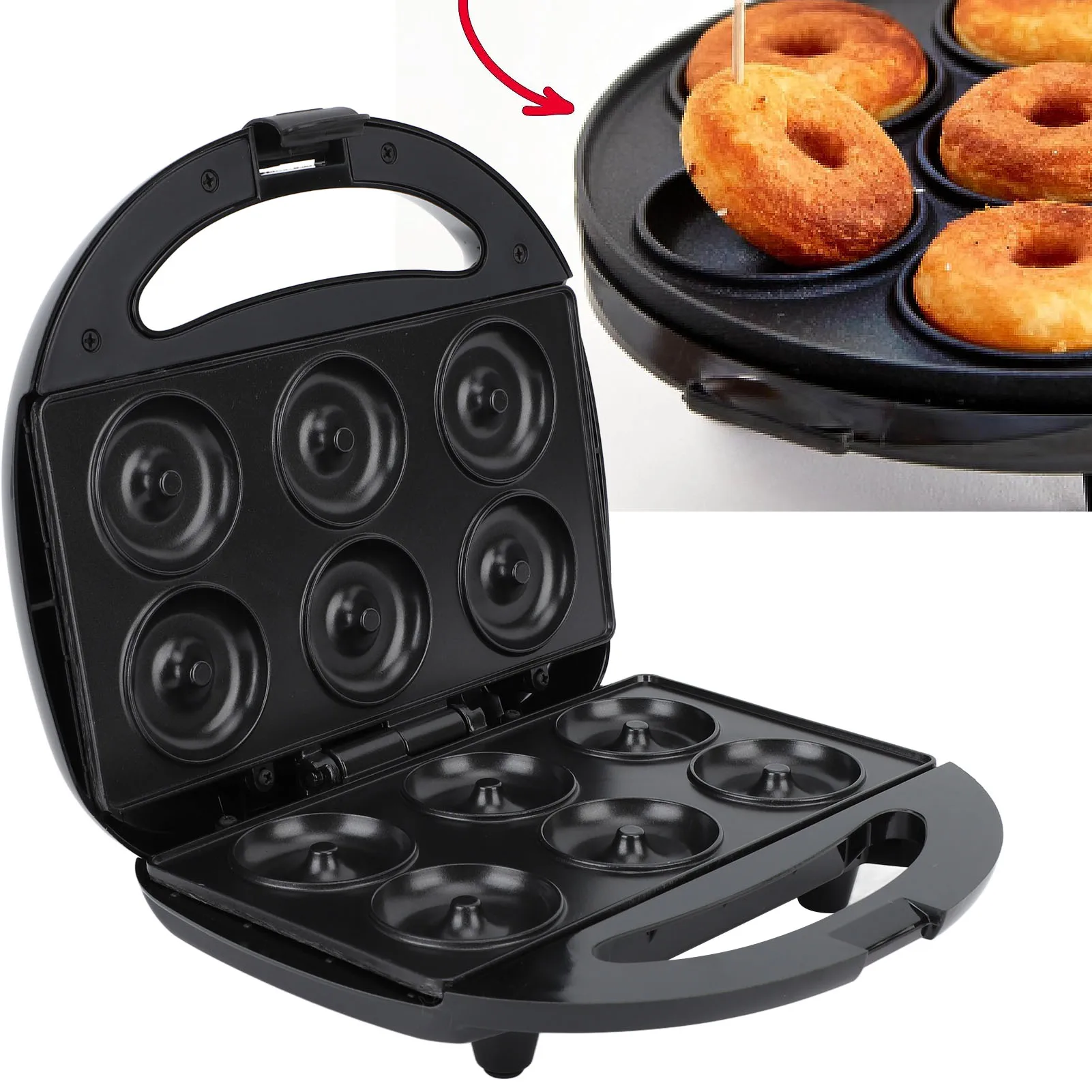 Pembuat Donat Kontrol Suhu Cerdas - Mesin Donat Mini Listrik, Otomatis, Anti Lengket untuk Memanggang Rumah