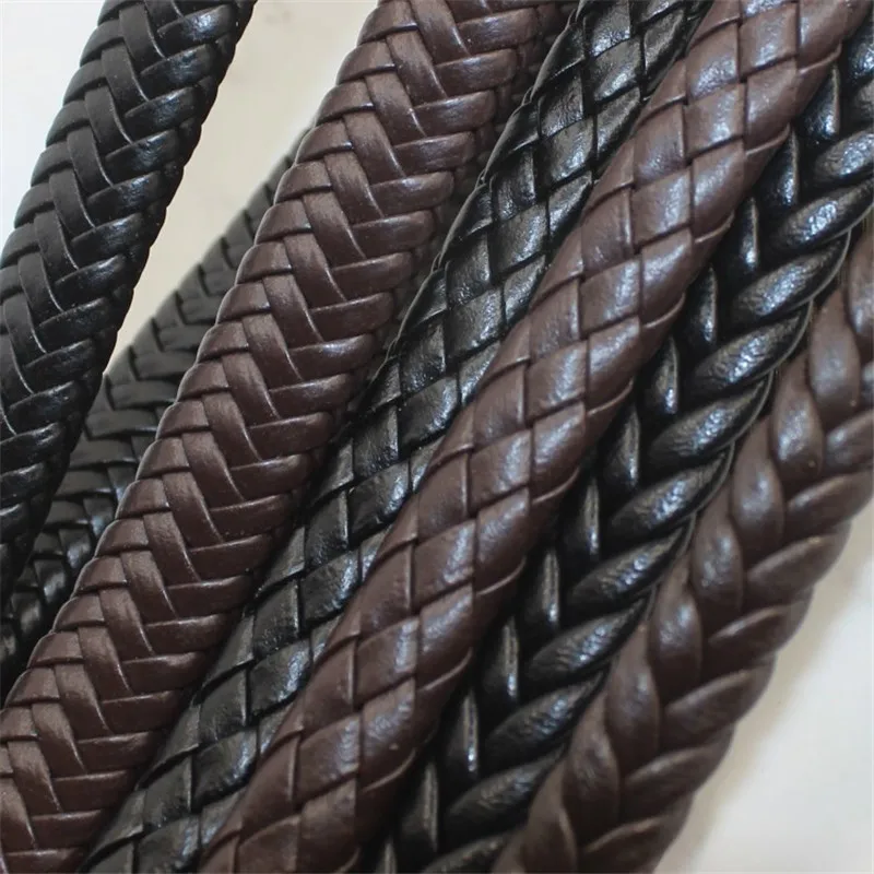 Black/Brown Braided PU Leather Cord Rope Thread Strap for Men Women Leather Necklace Making Crafts Wrapping Bracelet Accessorie