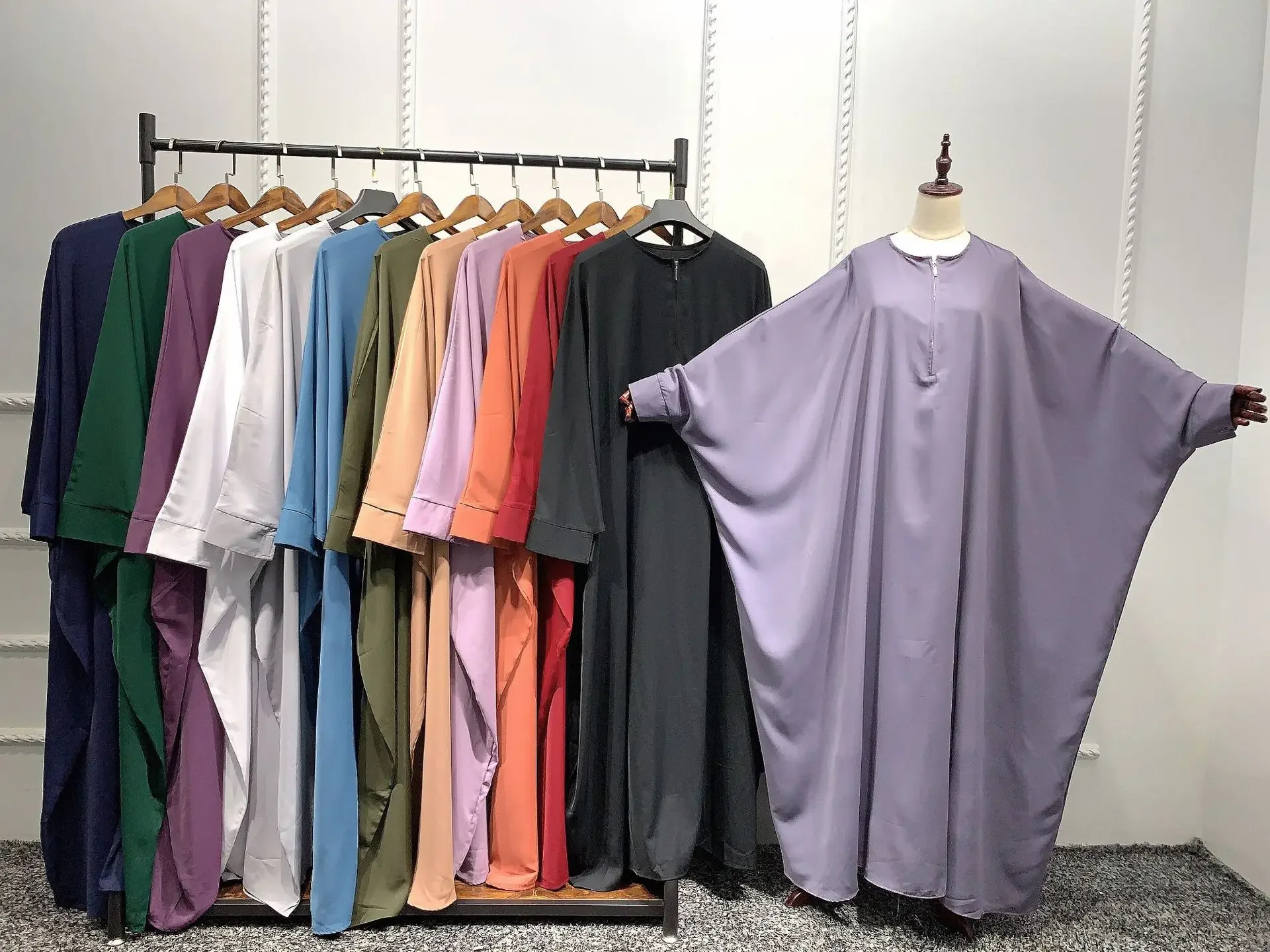 Muslim Women Prayer Dress One Piece Praying Abaya Batwing Sleeves Islam Clothing Dubai Saudi Turkish Modest Robe Robe Ramadan