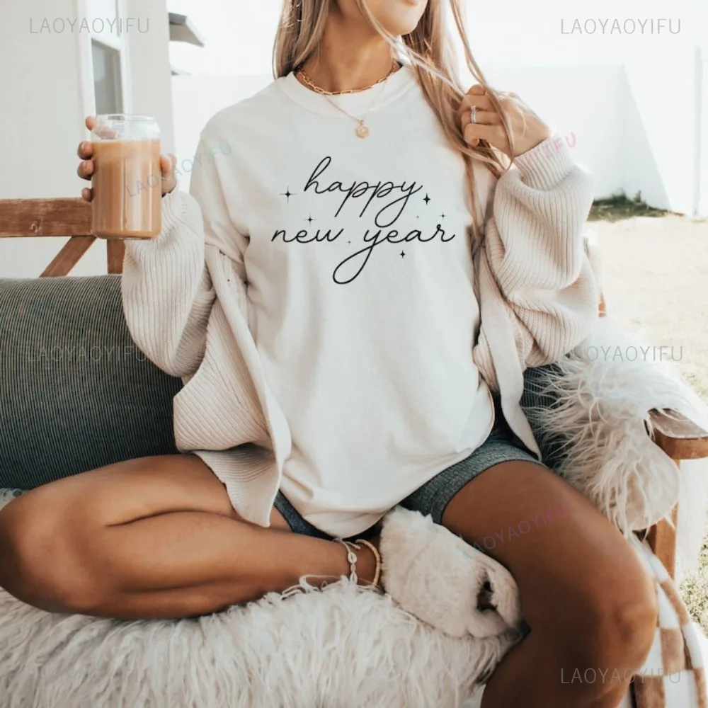 

Happy New Year Eve Goodbye 2025 Hello 2026 Family Tshirt Casual Fashion Loose Harajuku Women T Shirt Cotton Short Sleeve Man Tee
