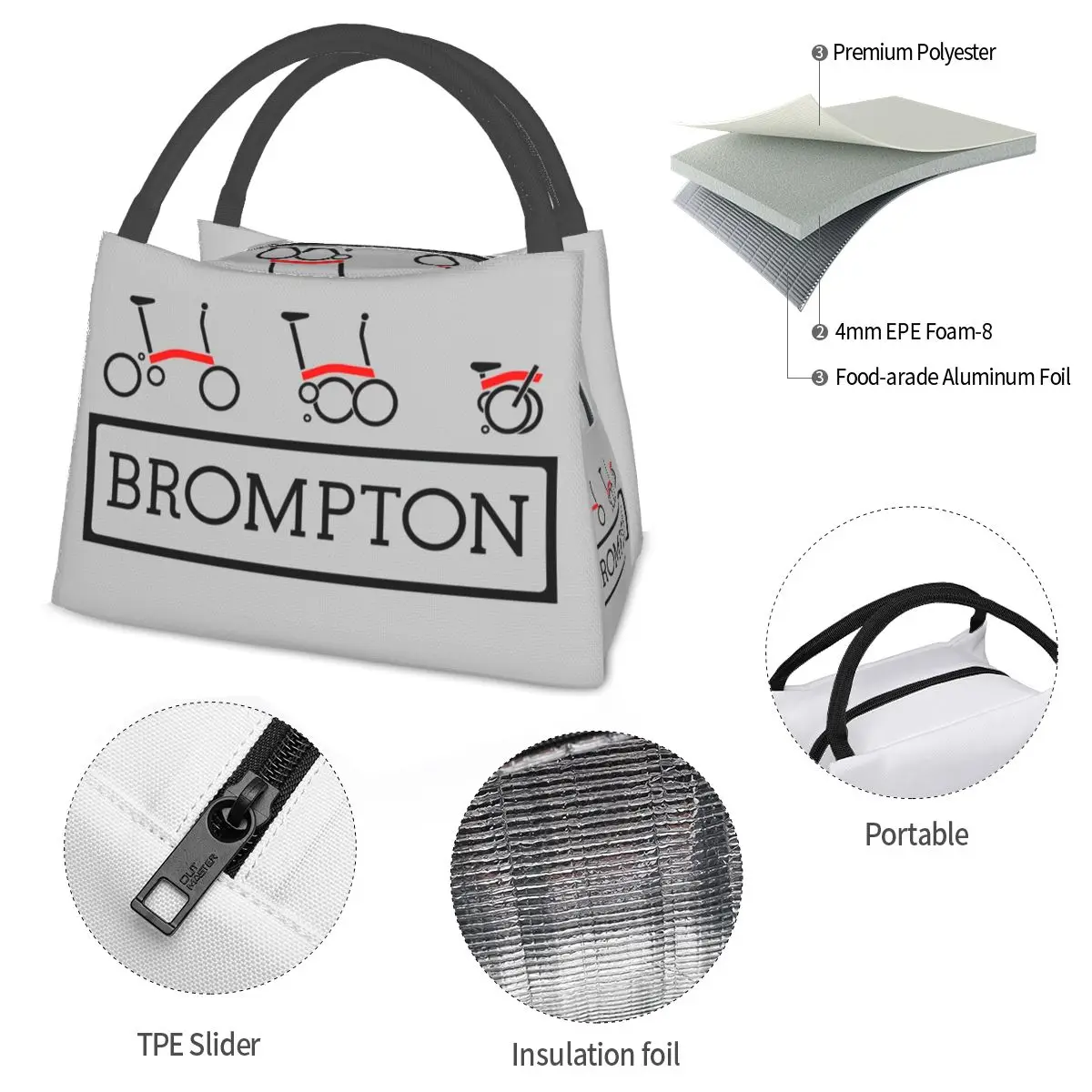 Brompton-bolsas de almuerzo con aislamiento para bicicleta, Bento Box, a prueba de fugas, Tote de almuerzo, bolsas de Picnic, bolsa térmica más fresca para mujer, niños, escuela