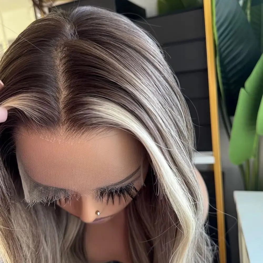 Highlights Lace Front Wig Human Hair Body Wave Natural Hairline Full Lace Wig Transparent Swiss Lace Wigs Brazilian Remy Hair