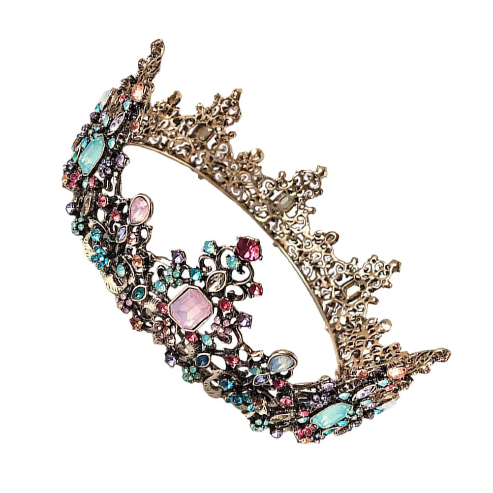 

1Pcs Golden Crown Headpiece Alloy Rhinestone Tiara Bridal Wedding Headdress Elegant Crown Headpiece