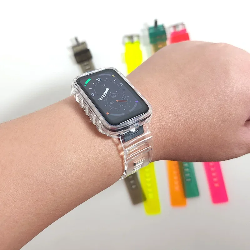 Correa transparente para Xiaomi Mi Band 7 pro, repuesto de silicona suave, funda 2 en 1 + correa de reloj, pulsera deportiva Xiaomi Mi Band 7 pro