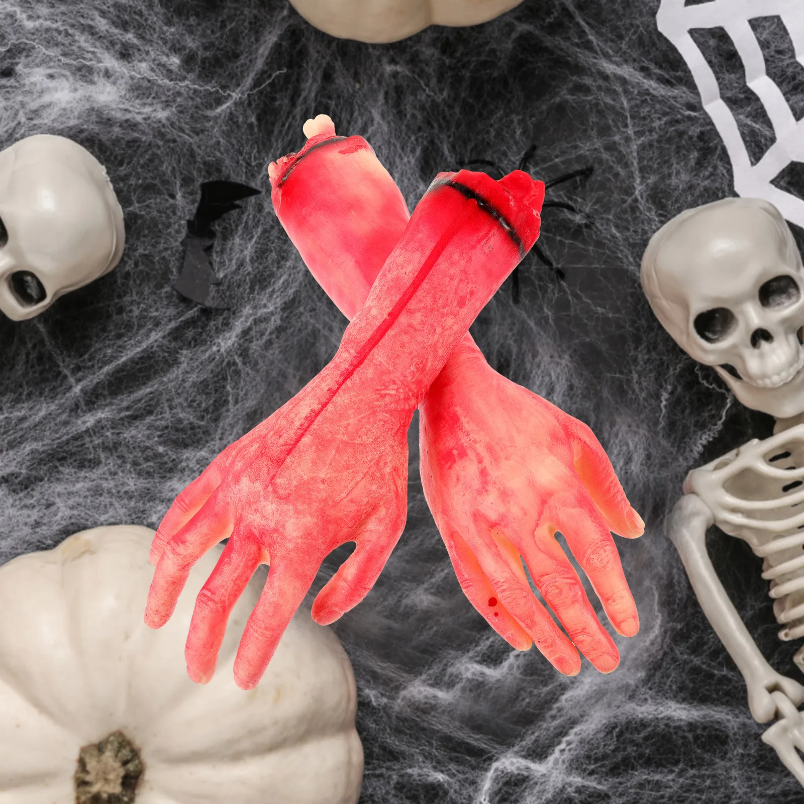 2 Stuks Halloween Gebroken Hand Bloedige Nep Menselijke Arm Horror Lichaamsdeel Prop Party Decoratie Halloween Gebroken Hand Prop