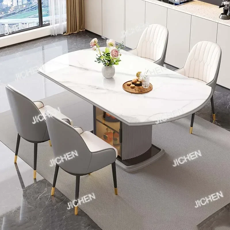 

HS Выдвижной длинный круглый обеденный стол для кухни, современный стол для гостиной, ресторан, дерево Tavolo Pieghevole, мебель для дома