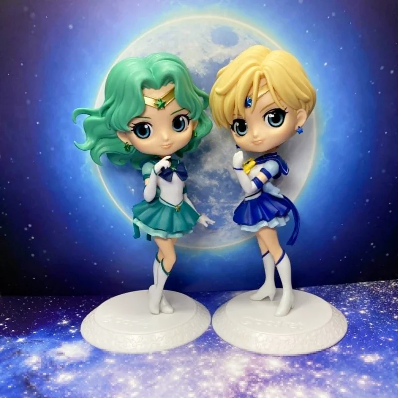 New Kawaii Qriginal Bandai Sailor Moon Qposket Neptune Uranus Figurine Anime Pvc Model Toy Collectable Kids Birthday Gifts