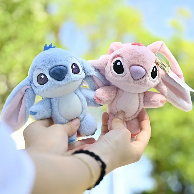 Disney Stitch Angel Plush Keychain Anime Cartoon Pendant Boys Girls Bag Ornament Toys Kawaii Stuffed Animals Dolls for Kids Gift