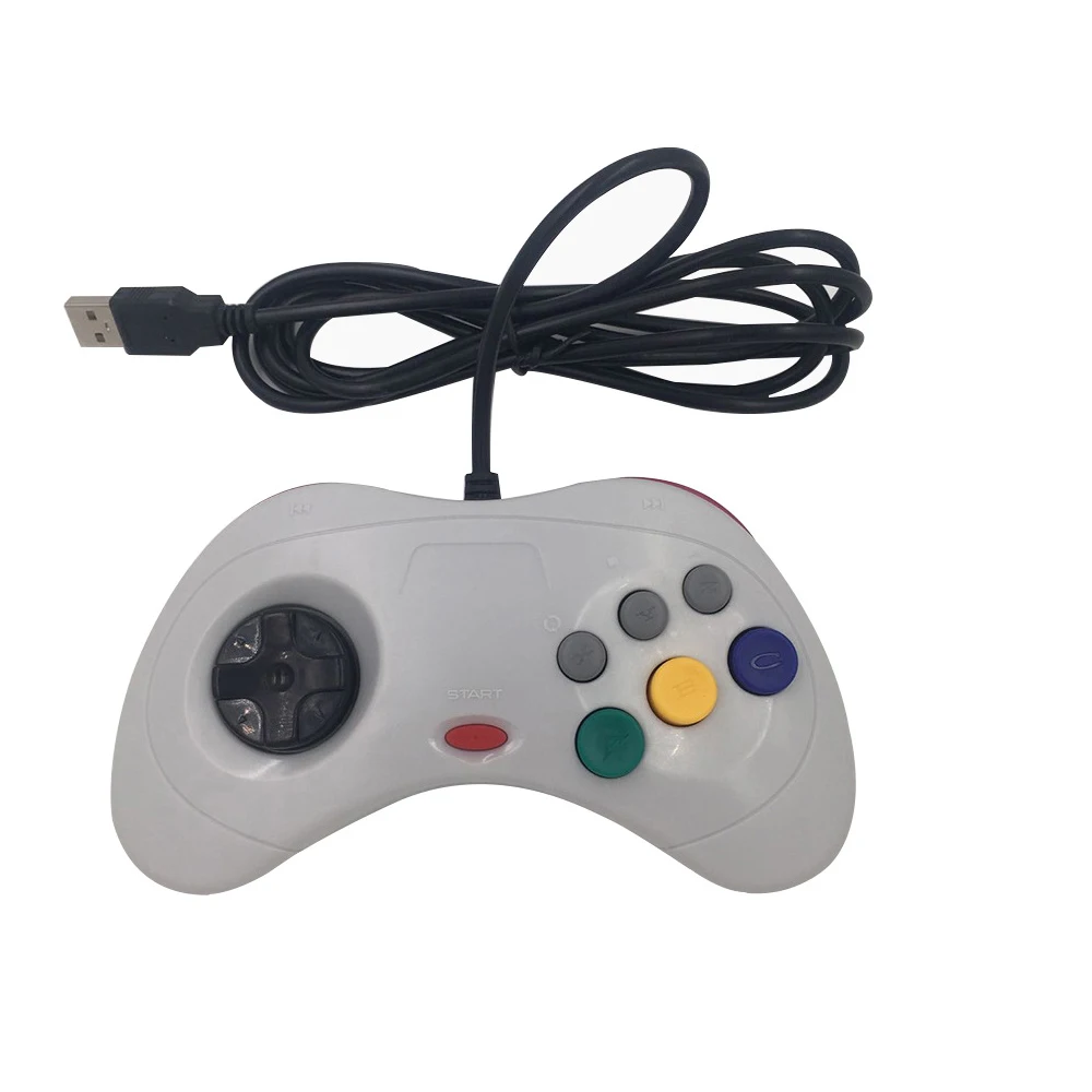 6 أزرار USB السلكية غمبد JoyPad عصا التحكم أذرع التحكم في ألعاب الفيديو ل Sega لنظام زحل نمط للكمبيوتر لوحدة تحكم ألعاب ماك