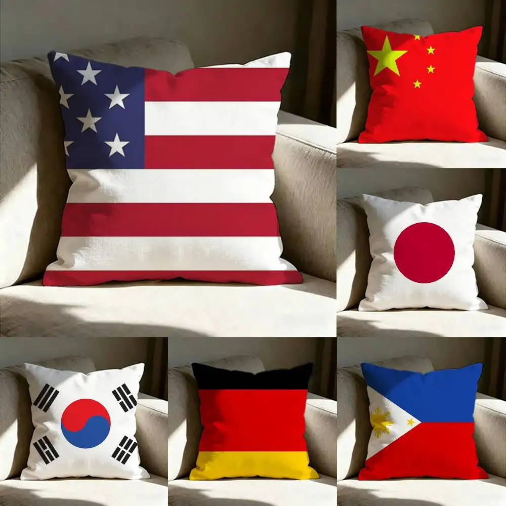 Global World Countries Flags Art Collection Pillow Cover Sofa Cushion Cover Home Room Decoration Children Gift