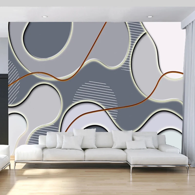 

Custom Wall Mural Light Luxury Simple Geometric Lines European Abstract Wallpaper Living Room Sofa TV Background Wall Home Decor