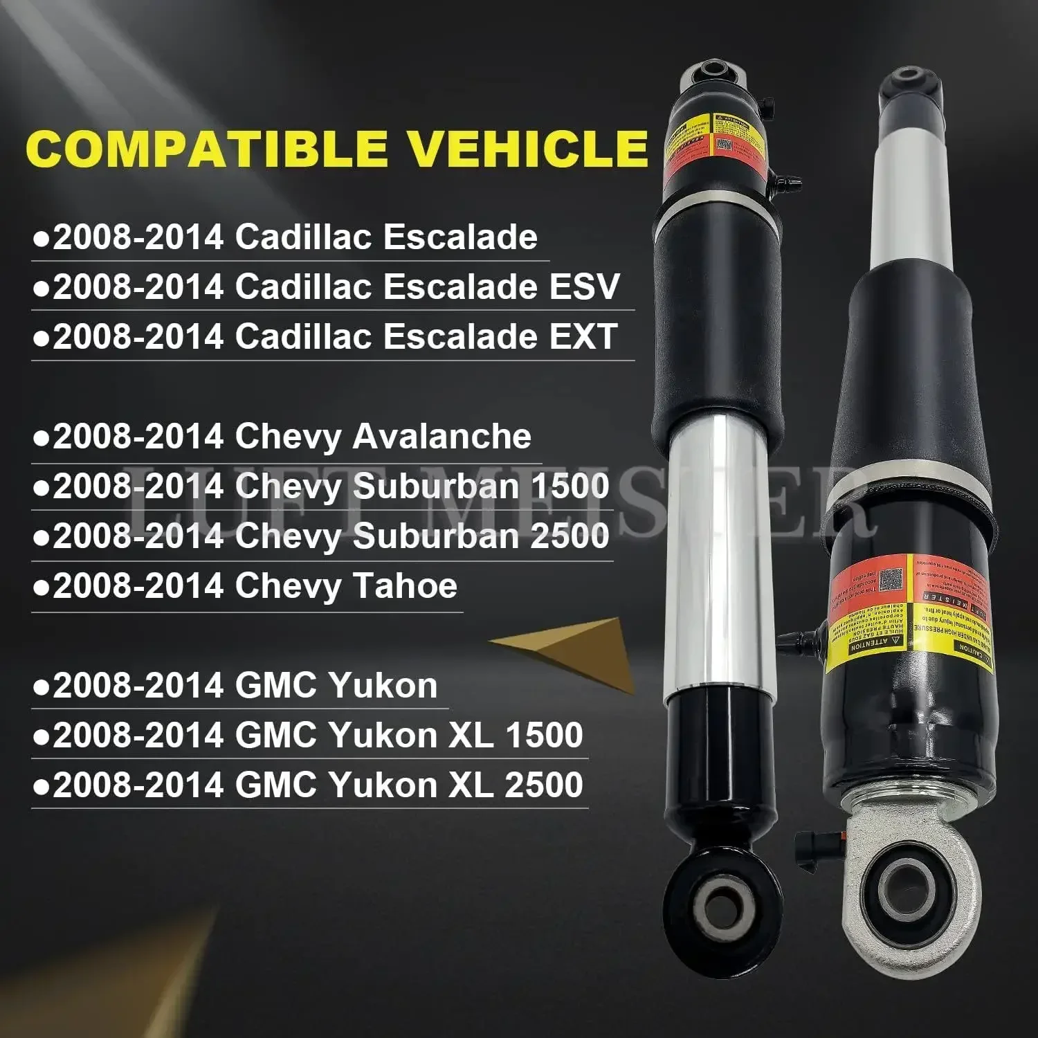 Rear Shock Absorber for Cadillac Escalade / Chevrolet Avalanche Suburban 1500 / GMC Yukon 1500 Air Struts 23487280 19302786