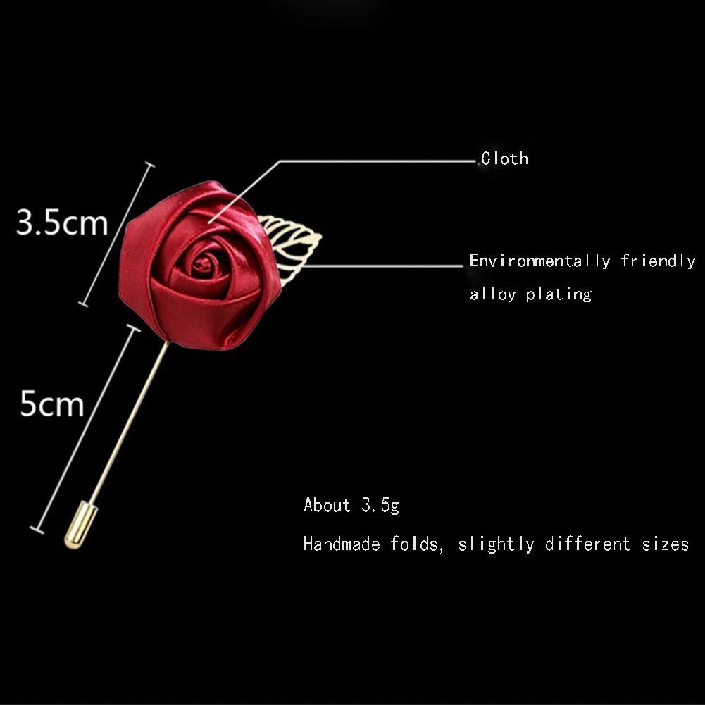 Groomsmen Boutonniere Wedding Corsage Men Brooch Pin Men Suit Rose Flower Brooches Canvas Fabric Ribbon Tie Pins Clothing Dress