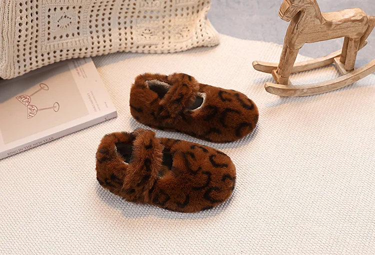Kinder Warme Flache Freizeitschuhe 2027 Mode Herbst Winter Koreanische Leopardenmuster Plüschschuhe Plüsch Mädchen Baumwollschuhe – Detail 19