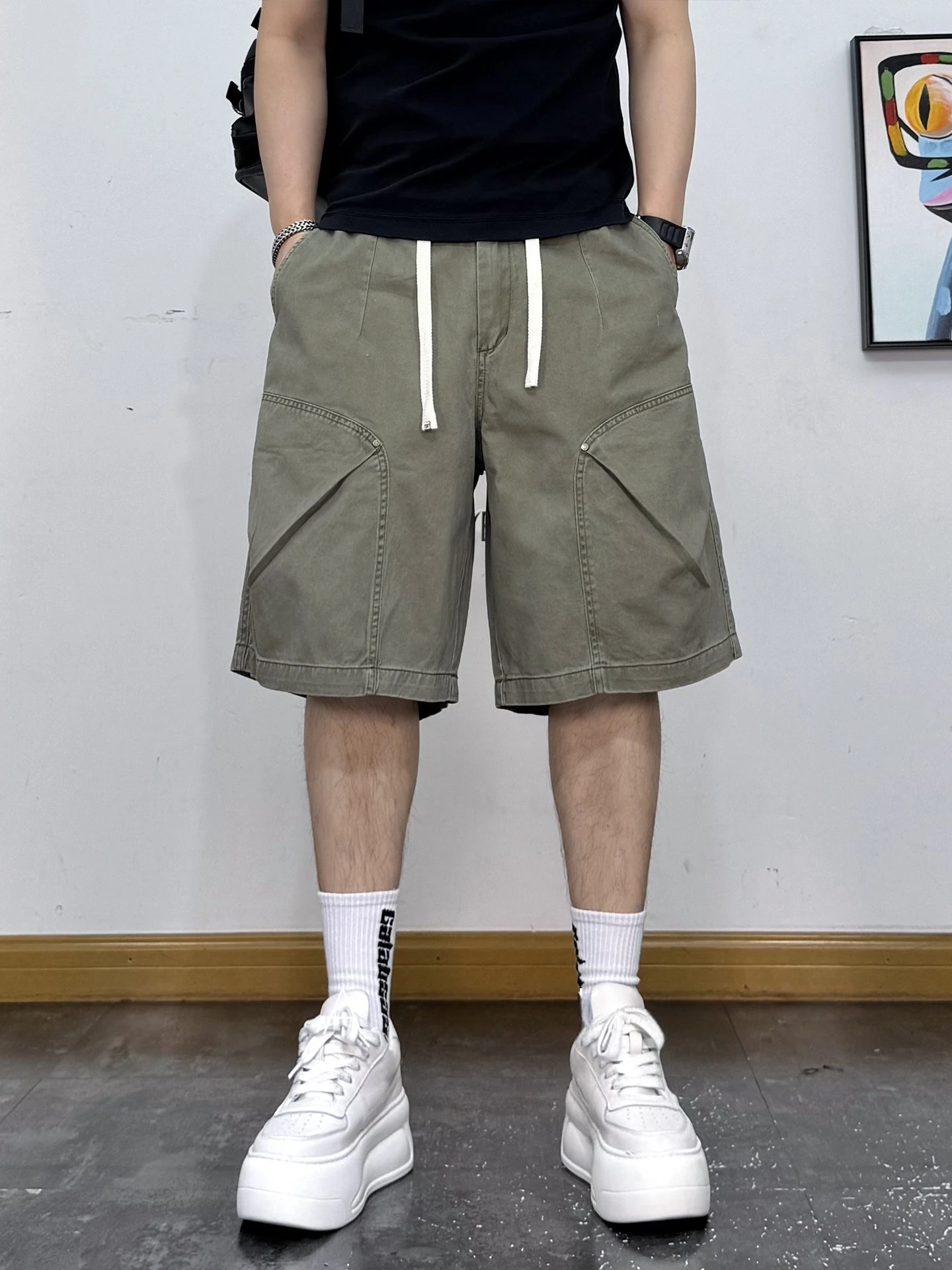 American Logger Cargo Shorts Cotton Baggy Mid Length Multi Pockets Streetwear Mens Summer Casual Trendy Loose Fit Lightweight