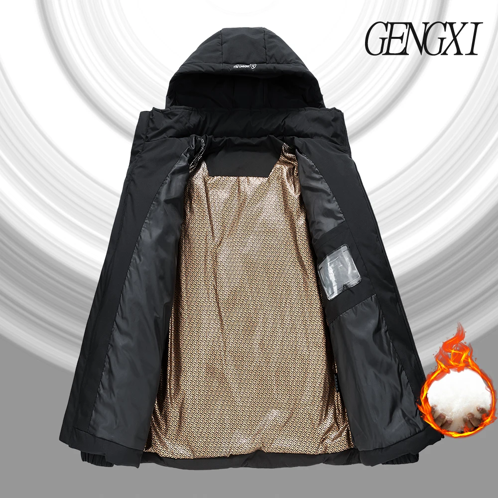 وصول شتاء جديد: سترة رجالية مقاومة للماء باللونين الأسود والذهبي مقاومة للرياح ودافئة من ريش البط الأبيض ملابس غير رسمية عصرية