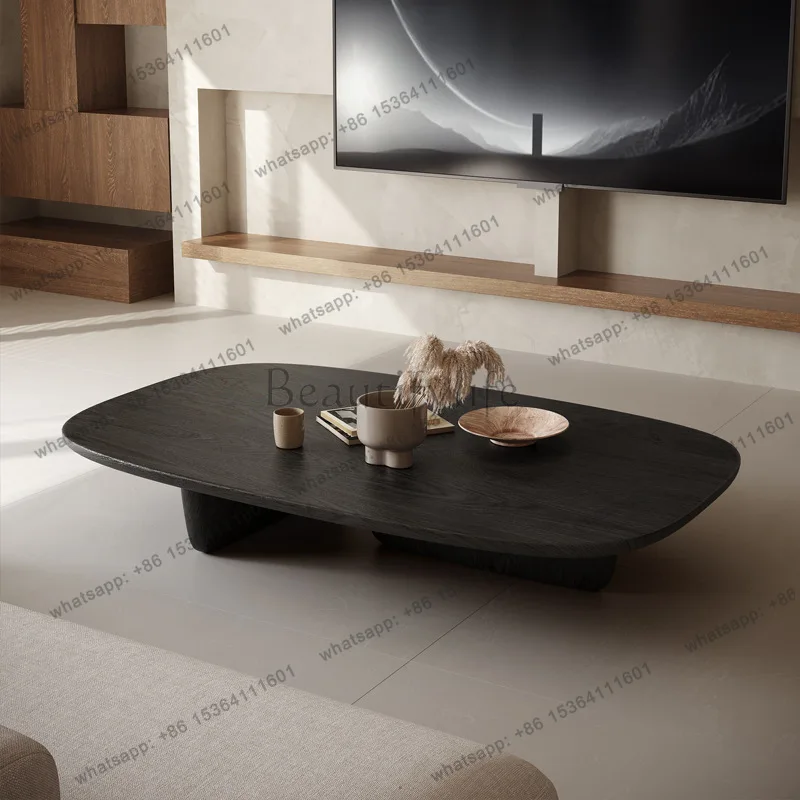 

Wabi Sand Wind Solid Wood Coffee Table Modern Living Room Household Creative Smoked Wood Coffee Table