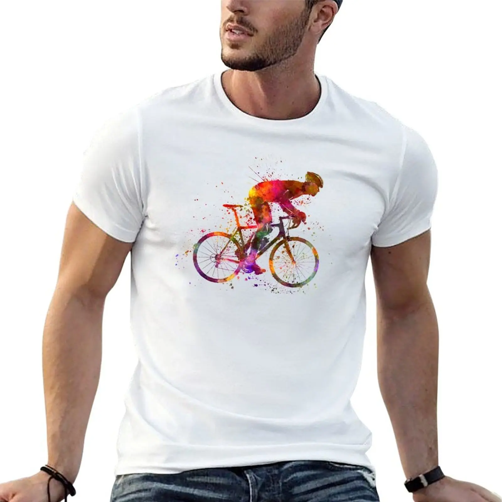 cyclist road bicycle T-Shirt t shirts for man slim fit t shirts for man cotton t shirt custom print T-shirt