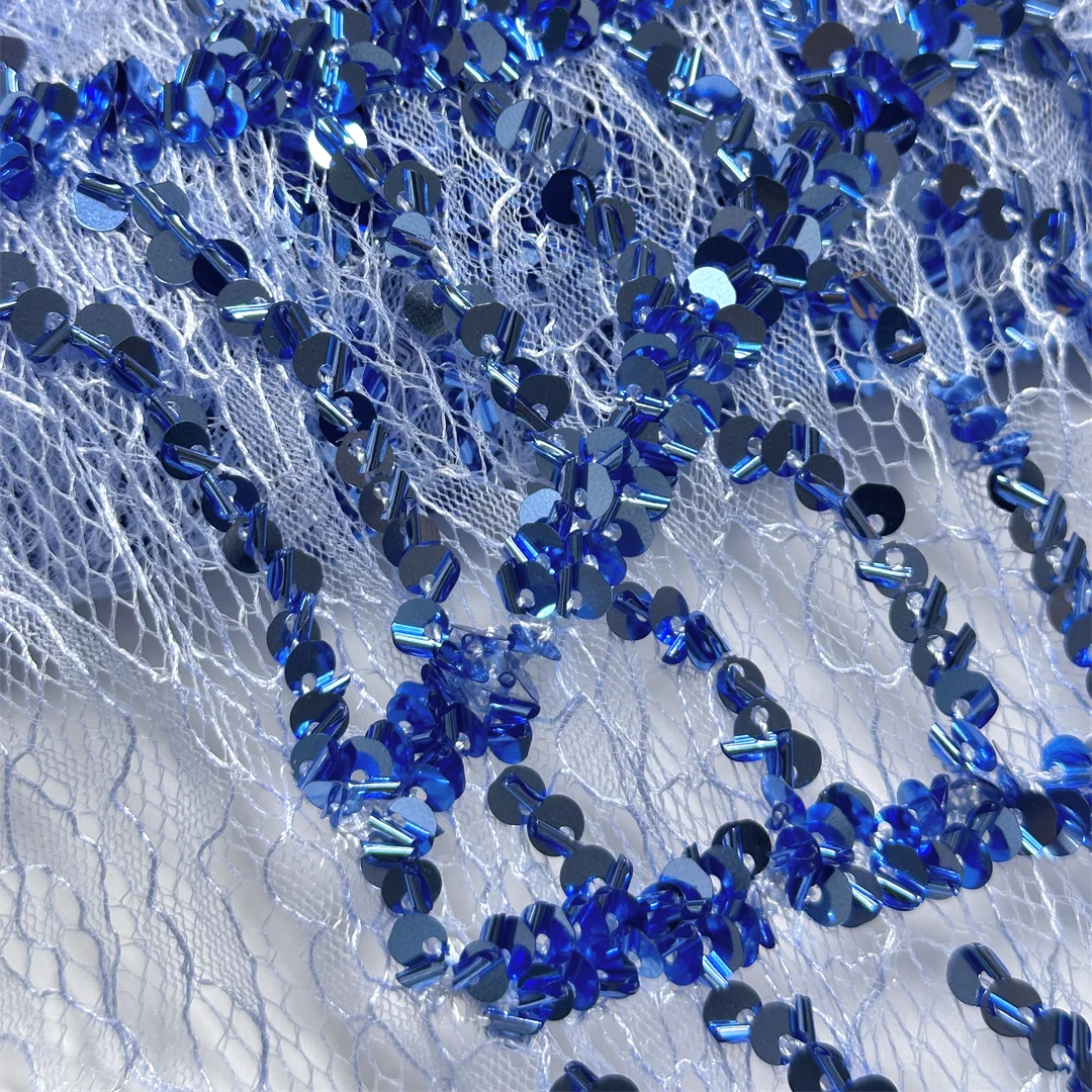 

Высококачественная африканская тюлевая кружевная ткань с вышивкой спиральной цепочкой, пайетками и бисером, сетчатое кружево для элегантных свадебных и праздничных платьев, для шитья