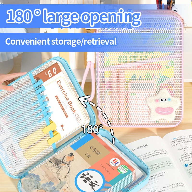 HUAJIE A4/A5 Zipper Document Bag Multi-Layer Subject File Folder Large Capacity Storage Bag with Handle for Students