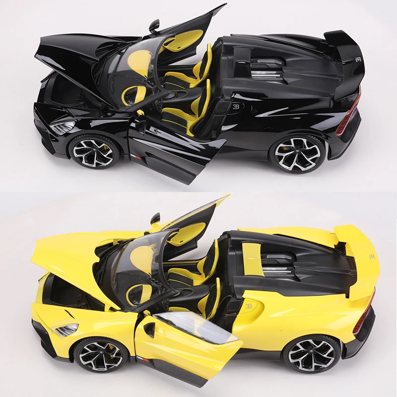 Burago 1:18 Bugatti Mistral Coche deportivo convertible Coche modelo de aleación negro/amarillo