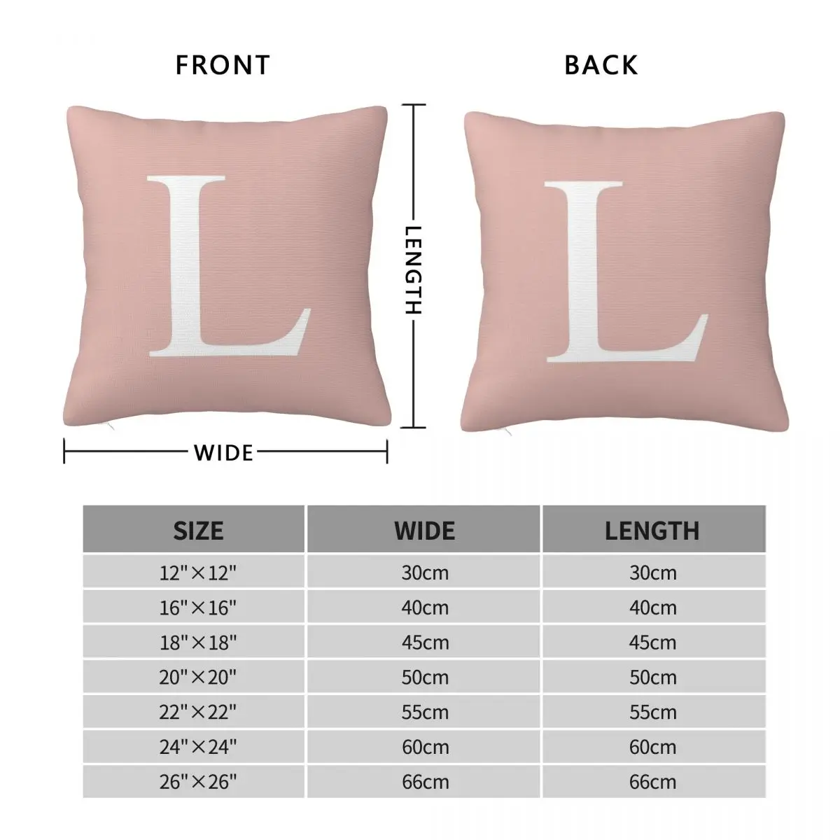 Rose Gold Basic Monogram L Square Pillowcase Polyester Linen Velvet Printed Zip Decor Pillow Case Home Cushion Cover Wholesale