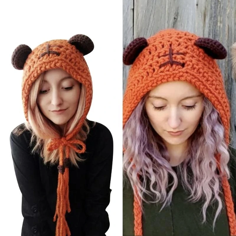 

R1WE Winter Bear Hat Bear Furry Ear милый негабаритный медведь шляпы головной убор фото реквизит