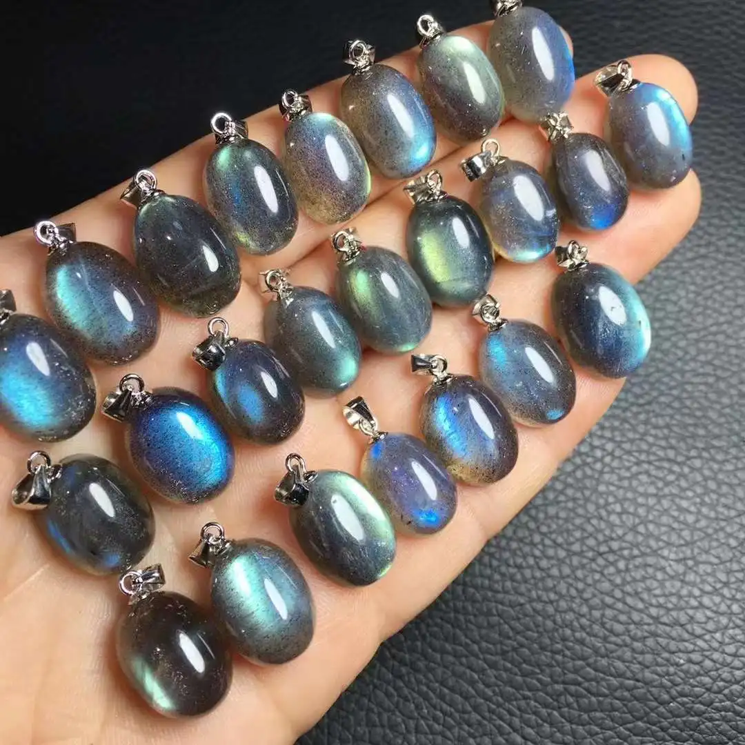 

Натуральный синий лабрадорит овальной огранки лунный камень стерлингового серебра S925