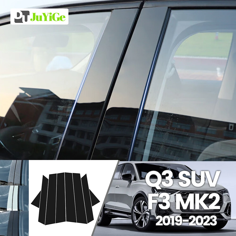 

For Audi Q3 SUV F3 2019-2023 2020 2021 2022 Bright Black Carbon Fibre Window Door B C Sticker