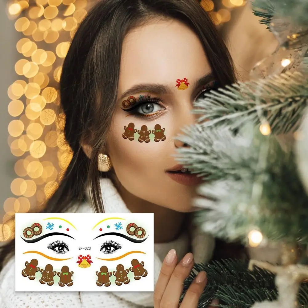

2026 Christmas Eyeshadow Blush Face Tattoo Stickers Face Temporary Tattoos Waterproof Makeup Eyeliner Decals Dopamine Cute V7D1