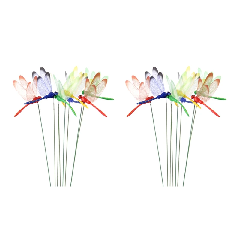 

24Pcs Artificial Dragonfly Butterflies Garden Decoration Outdoor Simulation Dragonfly Stakes Yard Plant Lawn Decor Stick