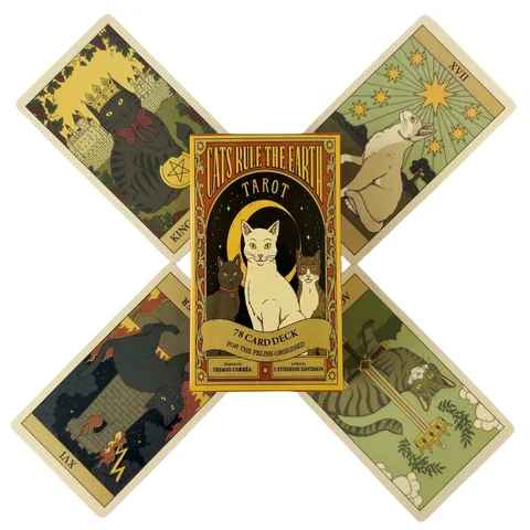 แมวปกครองโลกไพ่ทาโรต์ 78 สํารับ Oracle English Visions Divination Edition Borad เล่นเกม