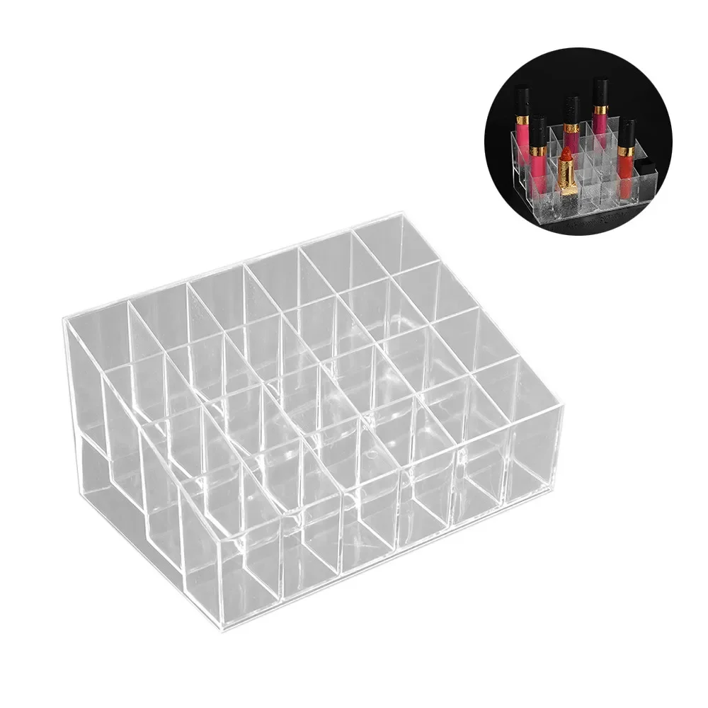 1pcs Acrylic Tattoo Ink Cup Clear Crystal Box Makeup Pigment Cups Caps Storage Container Rack Holder Stand 24 Holes