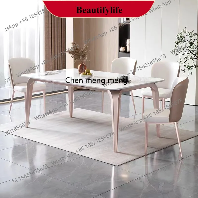 G153 Rock slab dining table and chair combination household modern simple dining table Italian light luxury rectangular dining t
