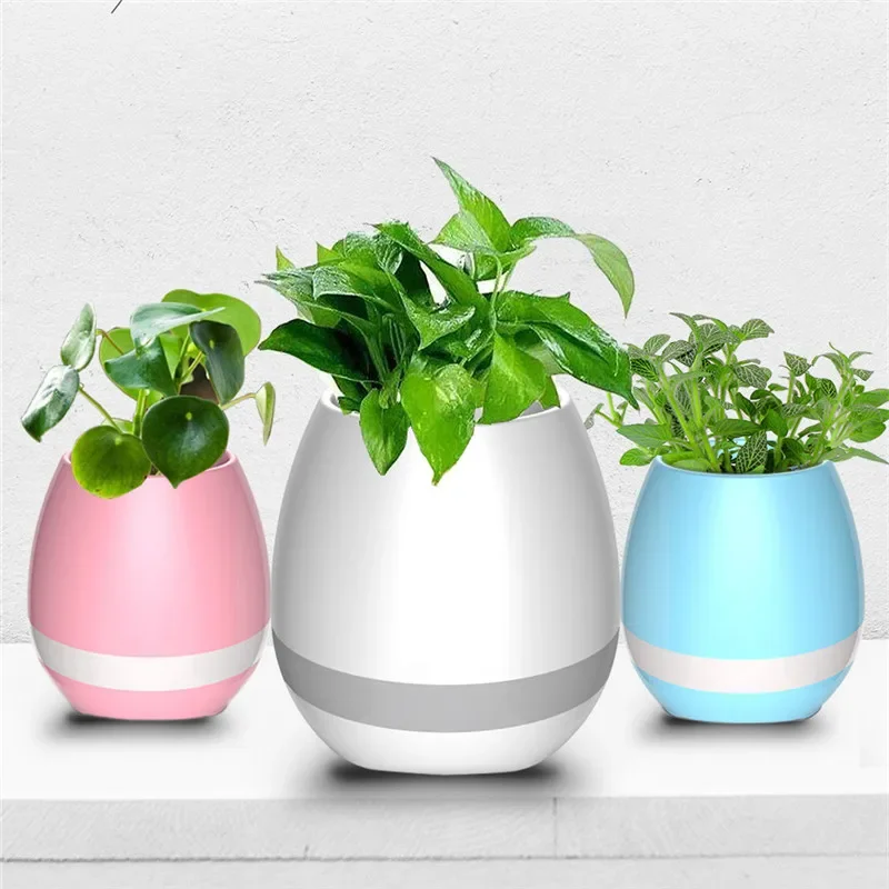 Smart Planter Pots Bluetooth Speakers,Music Flowerpot,Finger Touch,LED Night Light,Home Design,Desk Decor Smart Sensors Plant